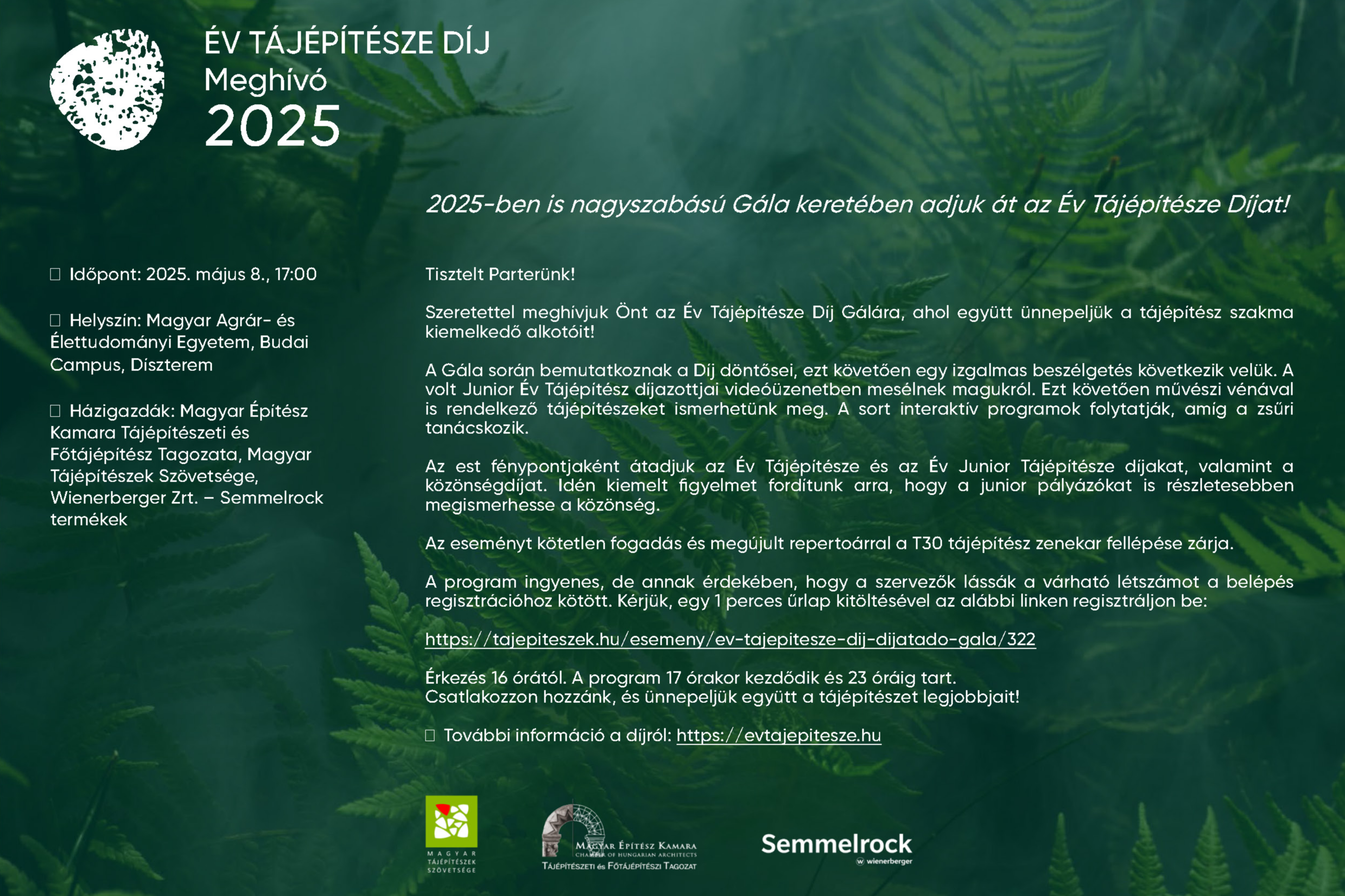 2025-ben is nagyszabású Gála keretében adjuk át az Év Tájépítésze Díjat!