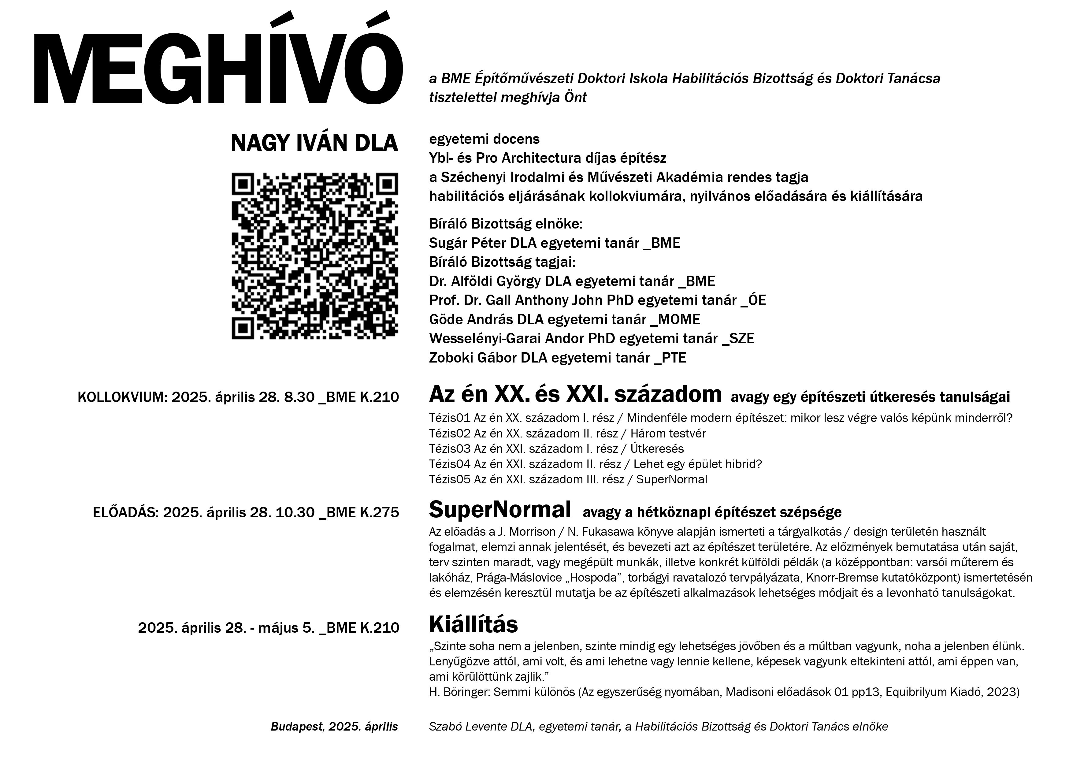 Meghívó Nagy Iván DLA kiállítására