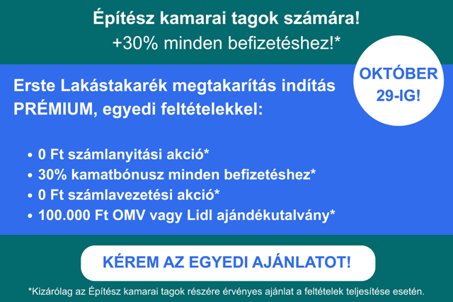 Egyedi Erste Lakástakarék ajánlat építészeknek október 29-ig!